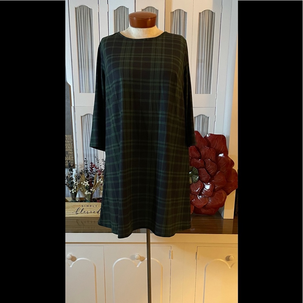 NWT Green/Black 3/4 Sleeve A-line Dress/Tunic